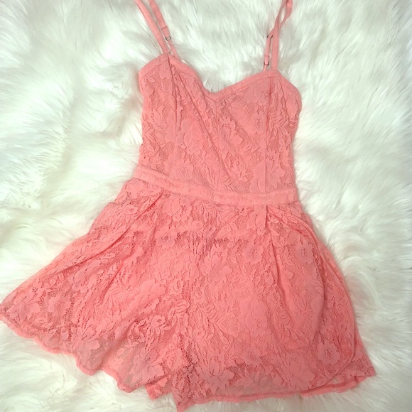 Hollister Pants - HOLLISTER Pink Lace Romper | Small | stretchy